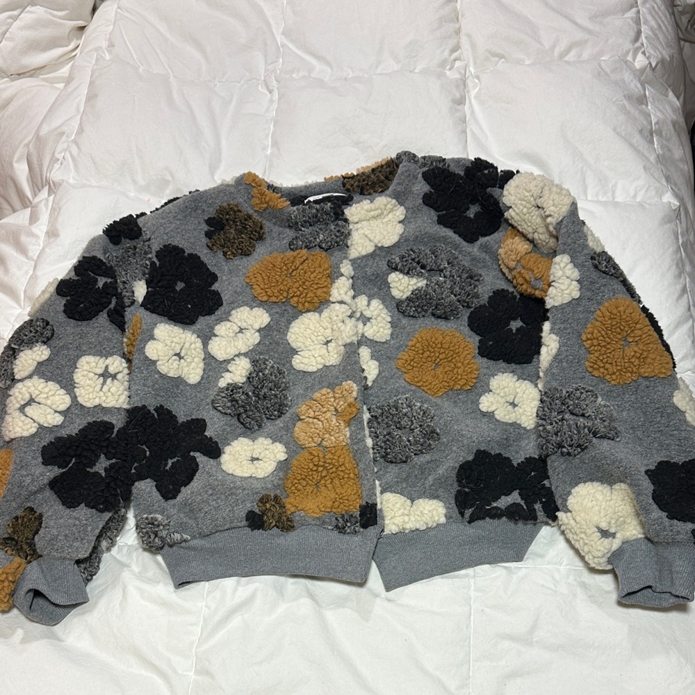Cozy Floral Women's Cardigan - Gray, Black, Cream, Brown